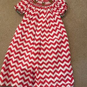 Rudolph Red and White Chevron Dress